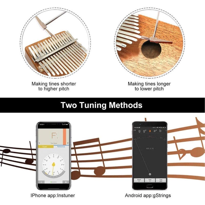 Everjoys Kalimba Thumb Piano 17 Keys, Professional Musical Instrument Finger Piano Marimbas with Portable Soft Cloth Bag, Fast to Learn Songbook, Tuning Hammer, All in One Kit - Image 4